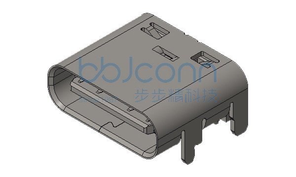 TYPE-C 16PIN 母座 L=7.35 CH=1.67 板上一体式 铜合金端子SMT (5A) 蓝胶287C