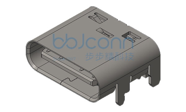 TYPE-C 16PIN 母座 L=7.35 CH=1.67 板上一体式 铜合金端子SMT (5A) 端子镀金15u
