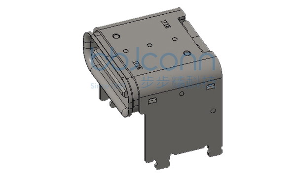 TYPE-C 16PIN 母座 板上四脚插 带柱 外壳两个焊点 L=8.0 CH=5.90 垫高4.3 端子高导铜C7025 SMT