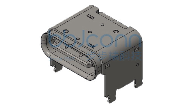 TYPE-C 16P 母座 板上四脚插 带柱 垫高3.0 L=8.0 CH=4.58 白胶 高导铜C7025 端子SMT
