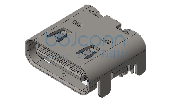 TYPE-C 24P 母座 板上四脚插 带弹 带柱 端子双排SMT L=8.0 CH=1.63 编带