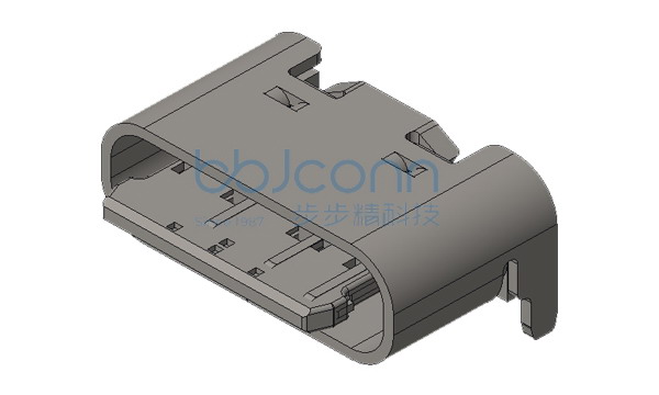 TYPE-C 6P 母座 短体 L=5.0 CH=1.63 舌片外露1.35 板上型 后两脚插 端子SMT 第四代 编带