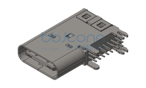 TYPE-C 14P 母座 侧插 L=14.00 CH=4.60 端子脚长1.7 DIP 不垫高 加塞 编带