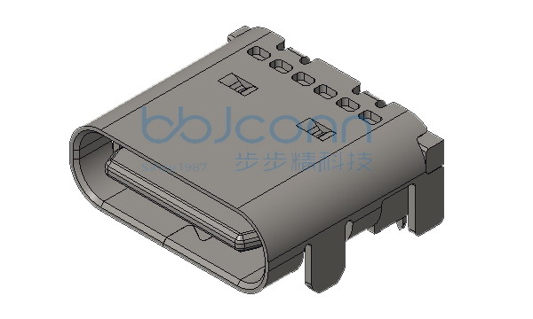 TYPE-C 24P 母座 L=7.90 CH=1.63 板上四脚插 带柱  端子双排SMT 莫仕款
