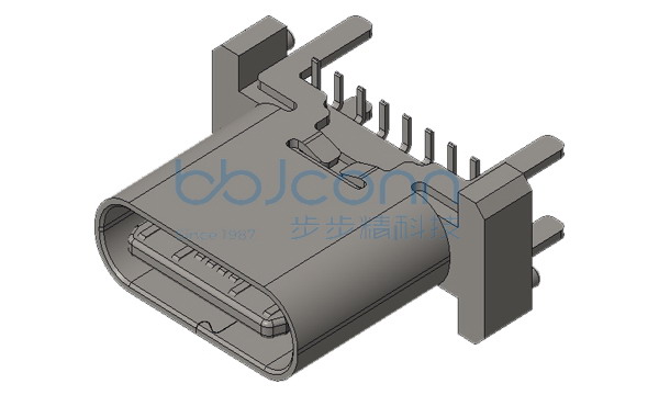 TYPE-C 24P 母座 L=7.90 CH=1.63 板上四脚插 带柱  端子双排SMT 莫仕款 镀金3U 编带