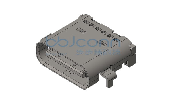 TYPE-C 24P 母座 四脚插 沉板1.0 端子双排SMT L=7.90 CH=0.58 带焊点 编带