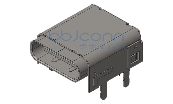 TYPE-C 24P 母座 双壳 SMT+DIP 四脚插 带柱 PH=4.0 后盖无焊脚 L=11.10 CH=3.40 编带