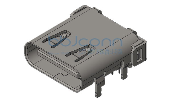 TYPE-C 24P 母座 有后盖 板上四脚插 外壳脚长1.15 带柱 端子SMT+DIP L=9.87 编带