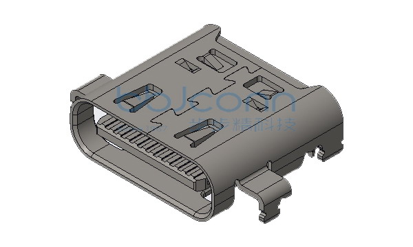 TYPE-C 24P 母座 无后盖 单壳 四脚插 端子双排SMT 沉板1.08 L=8.0 CH=0.50 编带