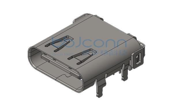 TYPE-C 24P 母座 有后盖 板上四脚插 带柱 端子SMT+DIP L=9.85 CH=1.72 编带