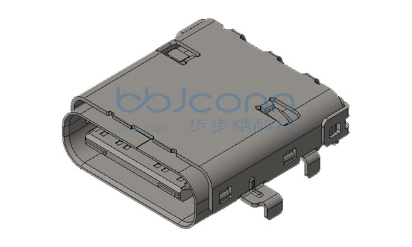 TYPE-C 24P 母座 有后盖 双壳 六脚插 端子SMT+DIP 沉板0.78 L=9.65 CH=0.70 编带