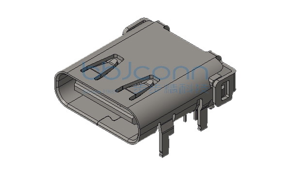 TYPE-C 24P 母座 有后盖 四脚插 外壳脚长1.75 带柱 端子SMT+DIP L=9.87 编带