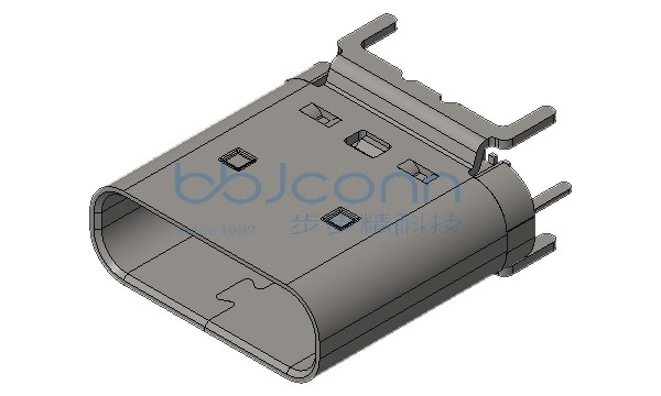TYPE-C 24P 母座 直立式 H=9.05 六脚DIP 端子SMT LCP黑胶 编带