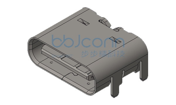 TYPE-C 6P 母座 板上四脚插 带中夹片 端子SMT L=6.50 编带 战斗款