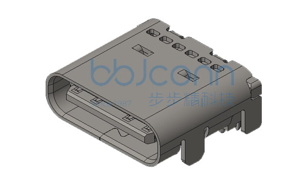 TYPE C 24P 母座 板上型 L=7.90 CH=1.68 四脚插 带柱 端子双排SMT 编带