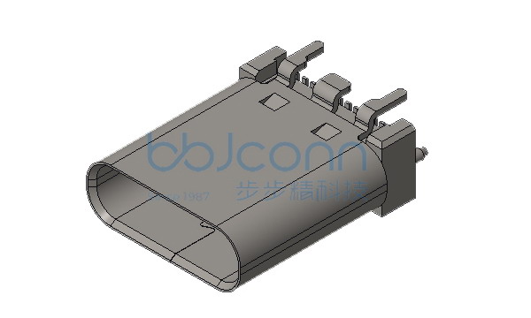 TYPE-C 24P 母座 直立式 H=10.5 六脚插带柱 SMT 脚长2.0