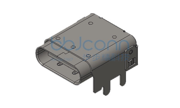 TYPE-C 24P 母座 双壳 无翻边 板上四脚插 脚长1.5 脚距3.2 带柱 端子双排SMT 垫高2.02 L=11.10 CH=3.60 编带