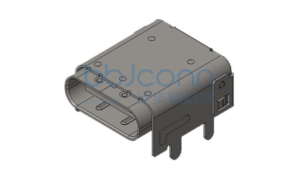 TYPE-C 24P 母座 板上四脚插 带柱 外壳脚长1.5 双壳 端子SMT+DIP L=11.10 CH=3.40