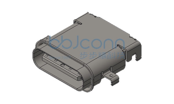 TYPE-C 24P 母座 四脚插 双外壳 端子DIP+SMT 沉板1.4 L=9.65 CH=0.31 接触区镀金15U