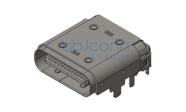 TYPE-C 24P 母座 L=9.10 CH=1.60 脚长0.9 板上六脚插 带柱 双壳 端子SMT+DIP 30U编带