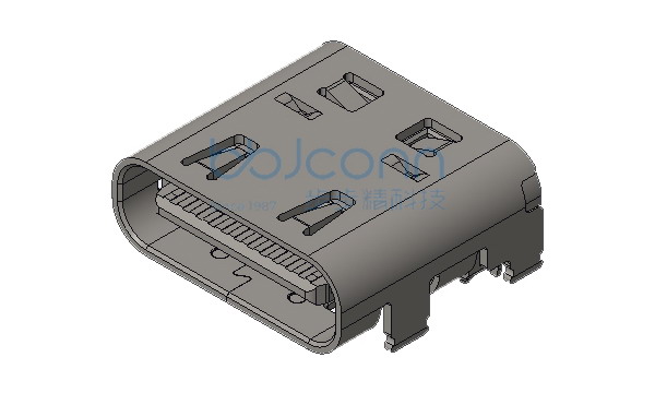 TYPE-C 24PIN 母座 L=7.90 CH=1.68 板上四脚插 带柱 外壳带弹 端子双排SMT