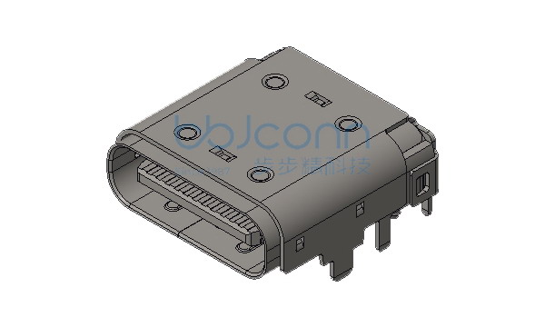 TYPE-C 24P 母座 L=9.34 CH=1.73 板上六脚插 带柱 双壳 端子SMT+DIP