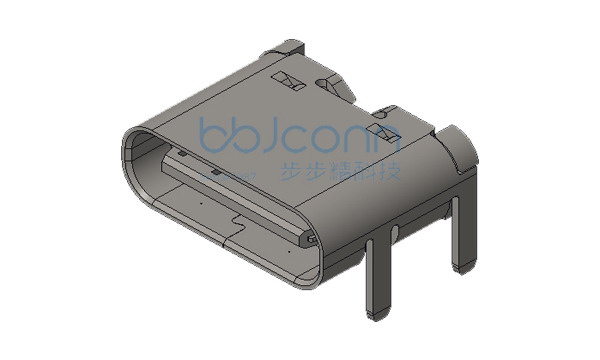 TYPE-C 6P 母座 L=6.90 CH=1.68 板上 四脚插 外壳脚长2.0 端子SMT 接触镀金1u 编带