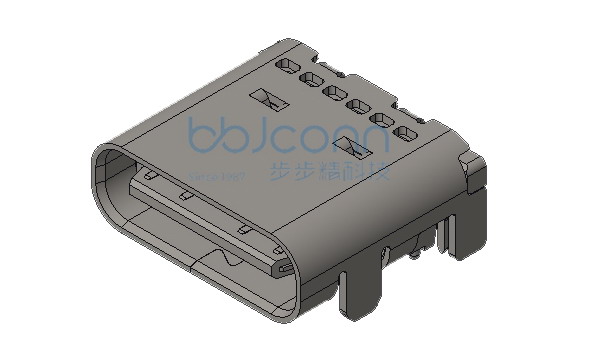 TYPE-C 24P 母座 双排SMT 四脚插 带柱 带凸点 L=7.90 CH=1.68 镀金3u 编带