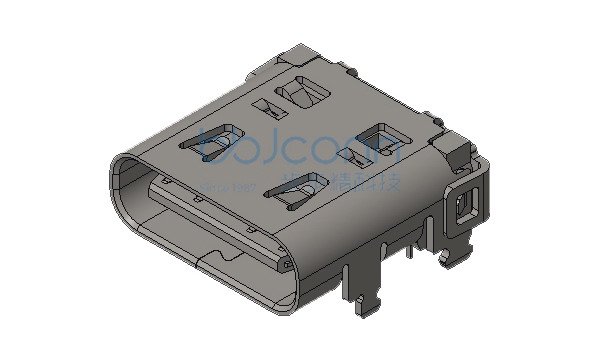 TYPE-C 16P 母座 板上四脚插 双排端子DIP 端子镀金3u PA9T黑胶 带弹 L=8.97 CH=1.78 编带