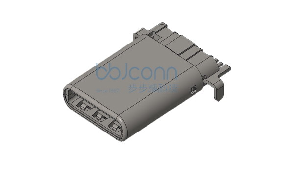 TYPE-C 9P 公头 拉伸款 两脚插 沉板1.05 L=12.20 单排SMT (前8+4P 后7+2P) 编带（改良款）