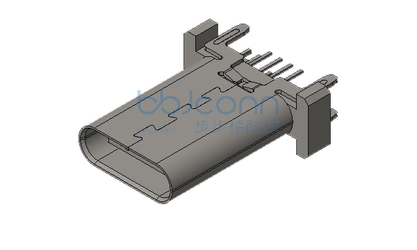 TYPE-C 16P 母座 直立式 四脚插 端子DIP H=13.70 LCP黑胶 编带