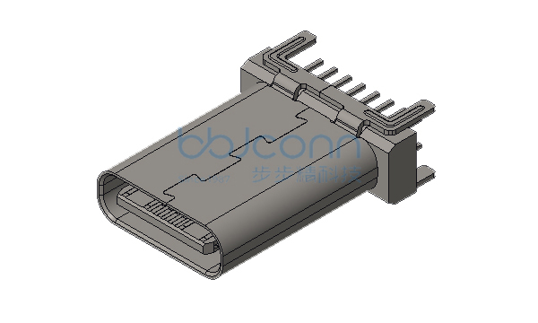 TYPE-C 16P 母座 直立式 四脚插 端子DIP 带中夹片 H=13.0 盒装