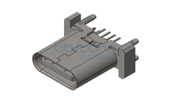 TYPE-C 16P 母座 直立式 四脚插 端子DIP H=10.0 LCP黑胶 编带