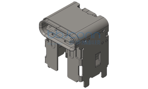 TYPE-C 16P 母座 L=8.52 CH=9.50 垫高7.75 板上四脚插 带柱 端子SMT