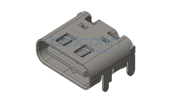 TYPE-C 16P 母座 L=7.35 CH=1.68 板上四脚插 带柱 端子SMT 镀金3u 带弹片