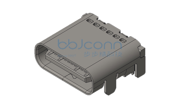 TYPE-C 24P 母座 板上型 四脚插带柱 L=7.9 CH1.68 双排SMT