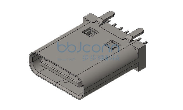TYPE-C 14P 母座 直立式 四脚插 H=10.0 端子DIP