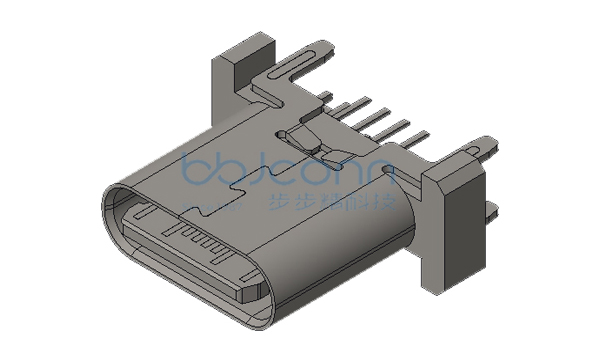 TYPE-C 16P 母座 直立式 四脚插 端子DIP H=9.30 舌片外漏0.46 LCP黑胶