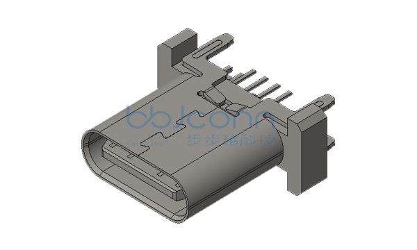 TYPE-C 16P 母座 直立式 四脚插 端子DIP H=10.0 LCP蓝胶 编带