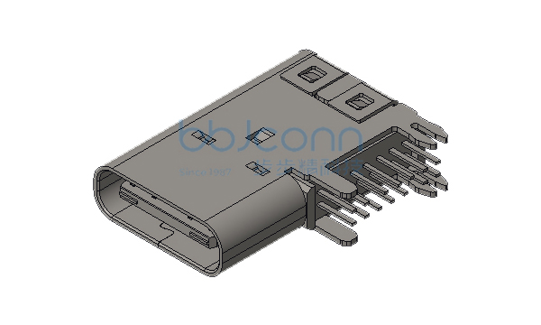 TYPE-C 14P 母座 侧插 L=14.00 四脚插 端子DIP脚长2.0 编带