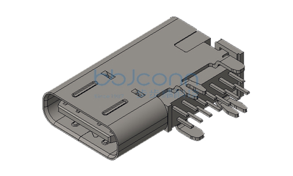 TYPE-C 母座 90度 侧插 14P L=14.75 CH=4.50 四脚插 端子DIP