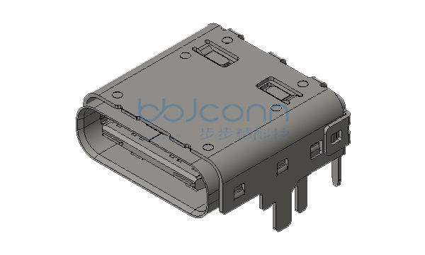 TYPE-C 24P 母座 板上六脚插 端子双排SMT 双壳 L=9.10 CH=2.20 编带