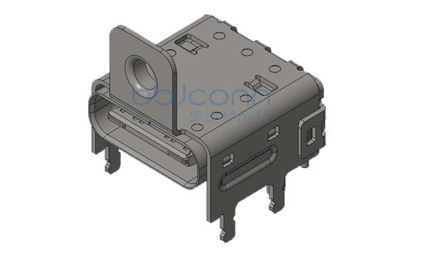 TYPE-C 24P 母座 板上四脚插 带柱 端子SMT+DIP L=9.65 CH=3.40 锁螺丝 显卡专用