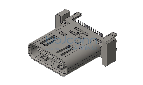 TYPE-C 24P 母座 直立式 四脚插 带柱 端子SMT镀金G-F 加宽款 仿JAE H=10.0 2995C蓝色 编带