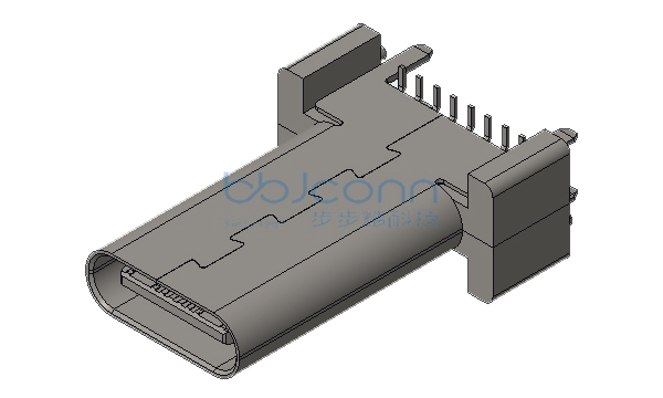 TYPE-C 16P 母座 直立式 四脚插 带柱 端子SMT H=17.5 LCP黑胶 镀金3U 编带