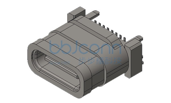 TYPE-C 16P 防水 母座 直立式加宽 四脚插 带柱 端子SMT H=10.0 IPX7 镀金3U 编带