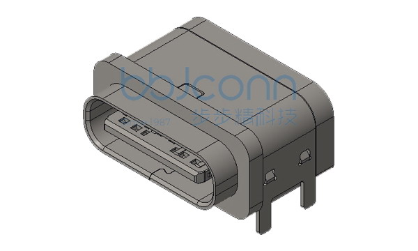 TYPE-C 6P 防水母座 板上四脚插 带柱 端子SMT L=7.50 CH=2.38 防水IPX8 (B款)