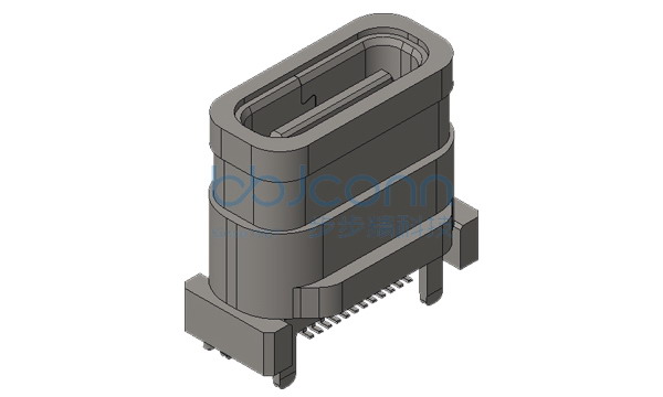 TYPE-C 24P 防水母座 直立式 四脚插 带柱 H=10.00 端子SMT LCP黑胶 镀金3U IPX7 加盖编带