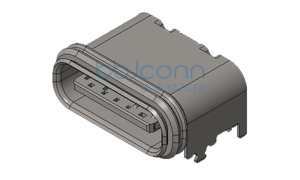 TYPE-C 6P 板上四脚插 带柱 L=6.8 CH=2.22 双外壳 SMT 防水IPX67