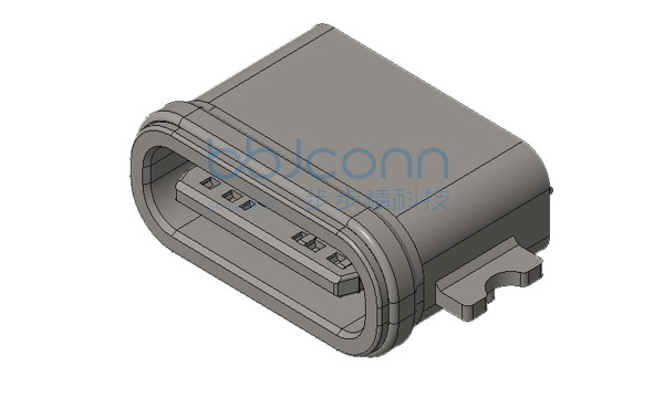 TYPE-C 6P 防水母座 L=6.70 两脚贴 沉板0.78 CH=0.80 端子SMT U型锌合金外壳 IPX7